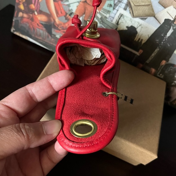 COACH VINTAGE RED LEATHER TURNLOCK DAYPACK MINI BAG CHARM KEY RING - Picture 9 of 10